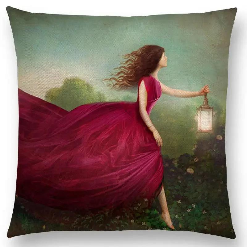 Neu Elegante Dame Liebliches Mädchen Shakespeare Stücke Fantasy Malerei Herz Frei Wunsch Meer Kissenbezug Sofa Wurfkissenbezug