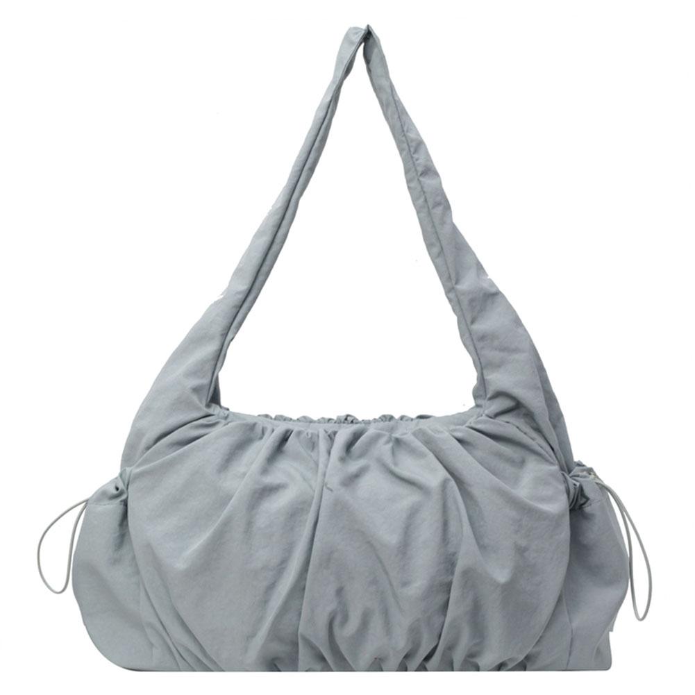 Women Soft Armpit Bag Large Capacity Cloud Pleated Shoulder Bag Top Handle Bag Solid Color Multi-pockets for Outdoor Travel