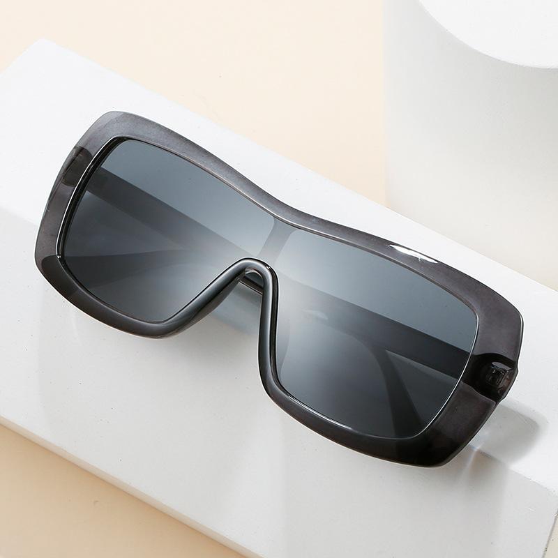 Einteilige Sonnenbrille, Bonbonfarbene integrierte Großrahmenbrille, Street-Shot Dünngesichts-Sonnenbrille für Frauen