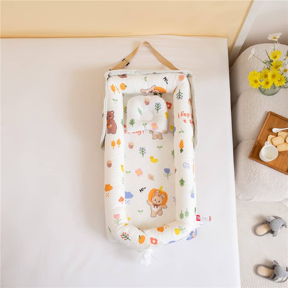 Luddy Crib Newborn Bed with Pillow Foldable Portable Crib Portable Baby Gift Breathable Washable Months Mini Bed-in-Bed Co-Sleeping 0-24 Size, 2665cm
