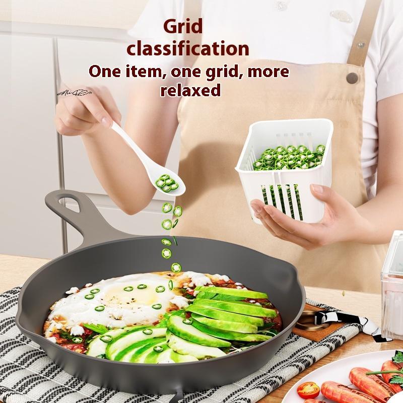 3-Grids Fridge Storage Boxes Set Garlic Onion Pepper Organizer Sealed Containers Vegetable Fruit Drain Crisper for Kitchen