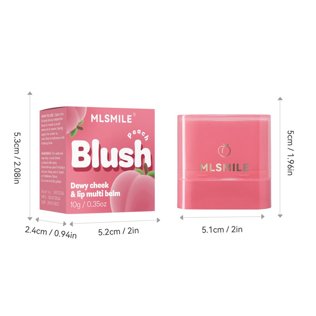 MLSMILE Flat Tube Fruit Blush Stick 2 In 1 Lipstick Lipstick Easy To Color Highlight Grooming Rouge