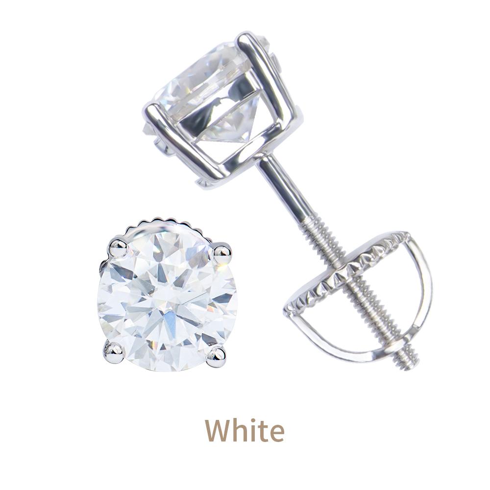 High Quality 925 Silver Fine Jewelry Blue Vvs Diamond Moissanite Mossanite Color Ear Piercing Screw Back Stud Earrings for Women 4*4mm белый
