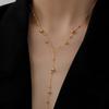 Modern 18k 2024 Gold Plated Stainless Steel Tassel Bead Necklace For Everyday Wear