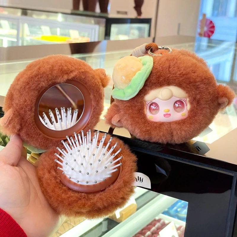 Yooki Heat Charging Station Series Mirror Comb Plush Cute Portable Mirror Pendant Bag Decoration Doll Birthday Gift Items