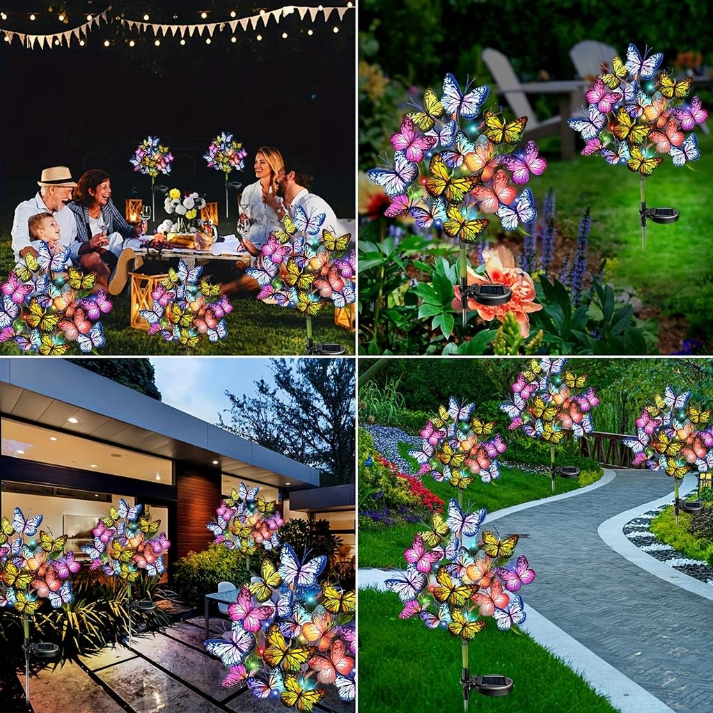 Solar Powered Butterfly Lights Lifelike Butterflies Outdoor Lawn Light for Garden