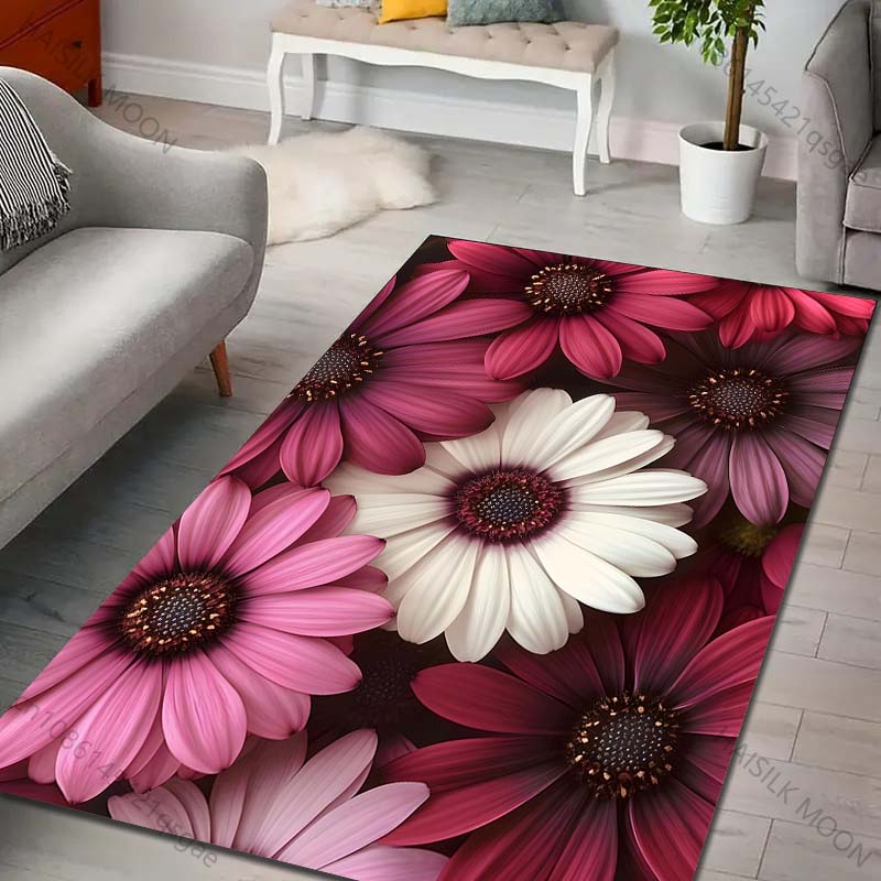 Gänseblümchen Kunst Teppich für Wohnzimmer Schlafzimmer Sofa Kreative Fußmatte Heimdekor Bereich Robuster Rutschfester Teppich Schneller Versand