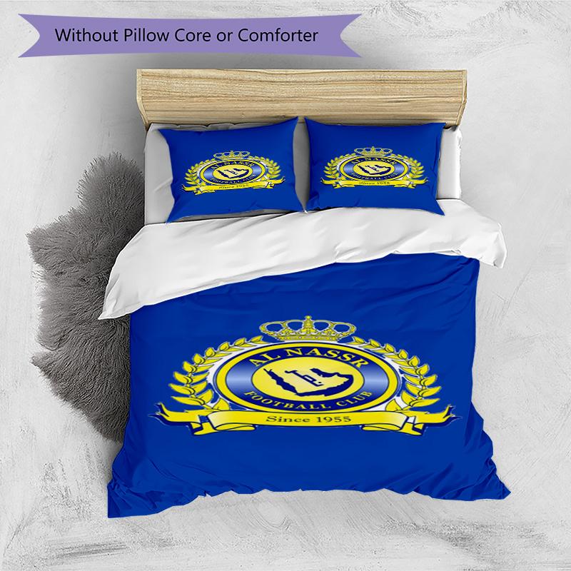Al-Nassr Football Club Crest Printed Pattern Duvet Cover Set – includes 1 duvet cover and 2 matching pillowcases Bedroom decor Christmas gifts
