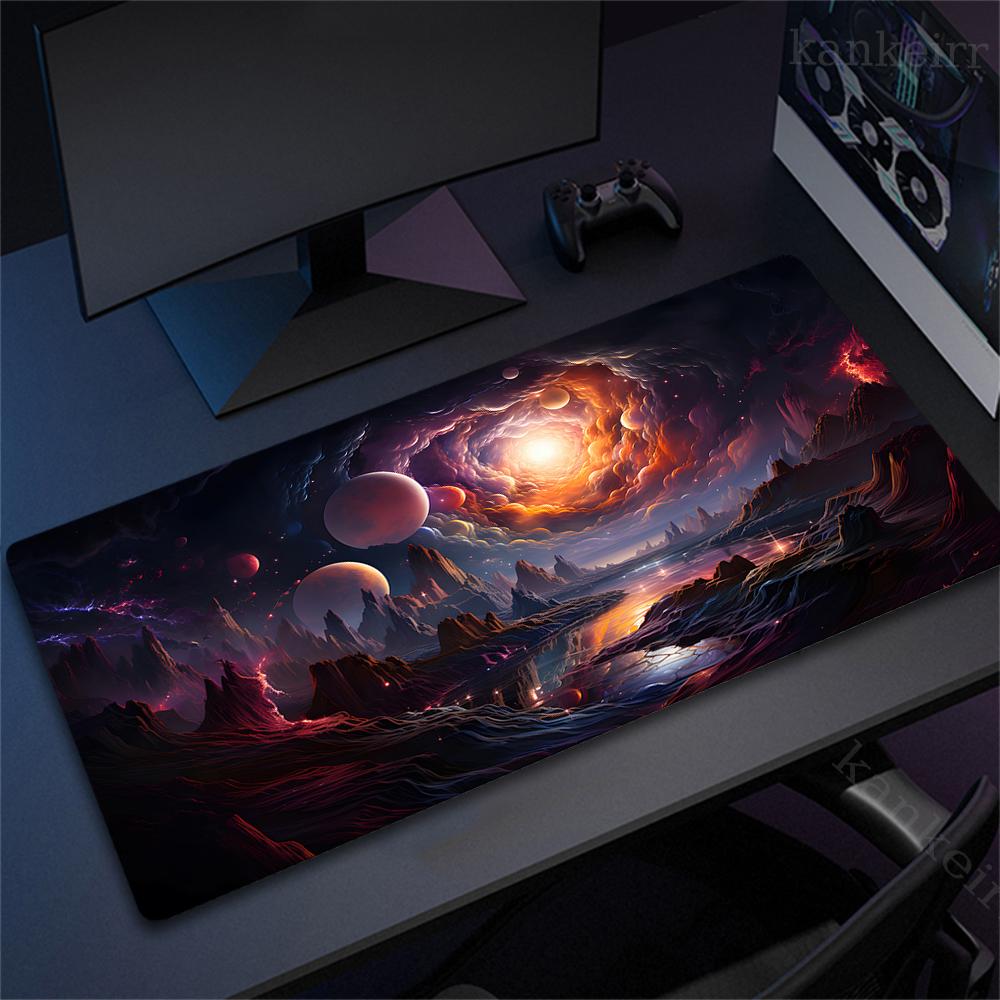 Large Game Deskmat Natural Rubber Mousepad Landscape Mountain Sunset Cartoon Mouse Pad Antislip Carpet Keyboard Mouse Mat 90x40
