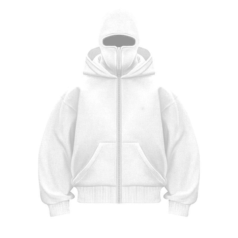 

Y2K Gothic Harajuku Double Hat Design Sportswear Winter Windproof Hoodie M белый