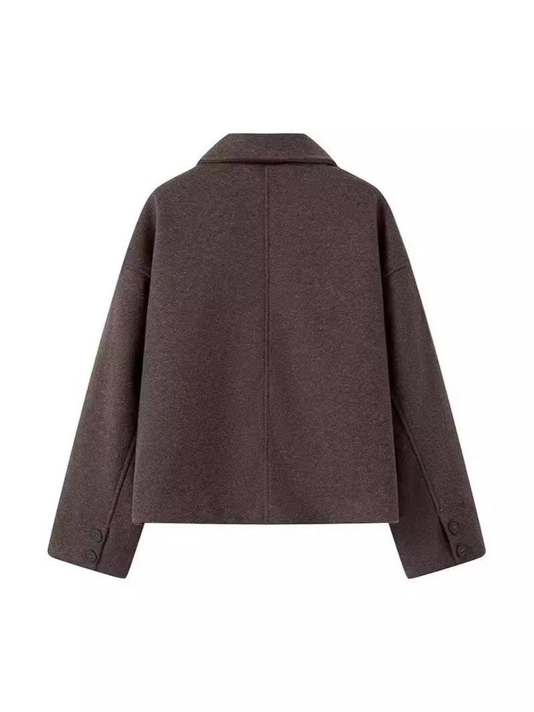 2024 Autumn/Winter Women's Solid Color Casual Wool Coat