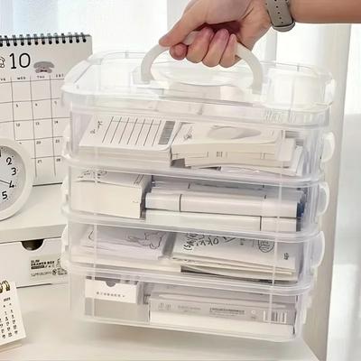 Extra Große 4-stöckige Stapelbare Aufbewahrungsbox mit Deckel Transparenter Kunststoff-Organizer Aufbewahrungsbox für Spielzeug-Bausteine