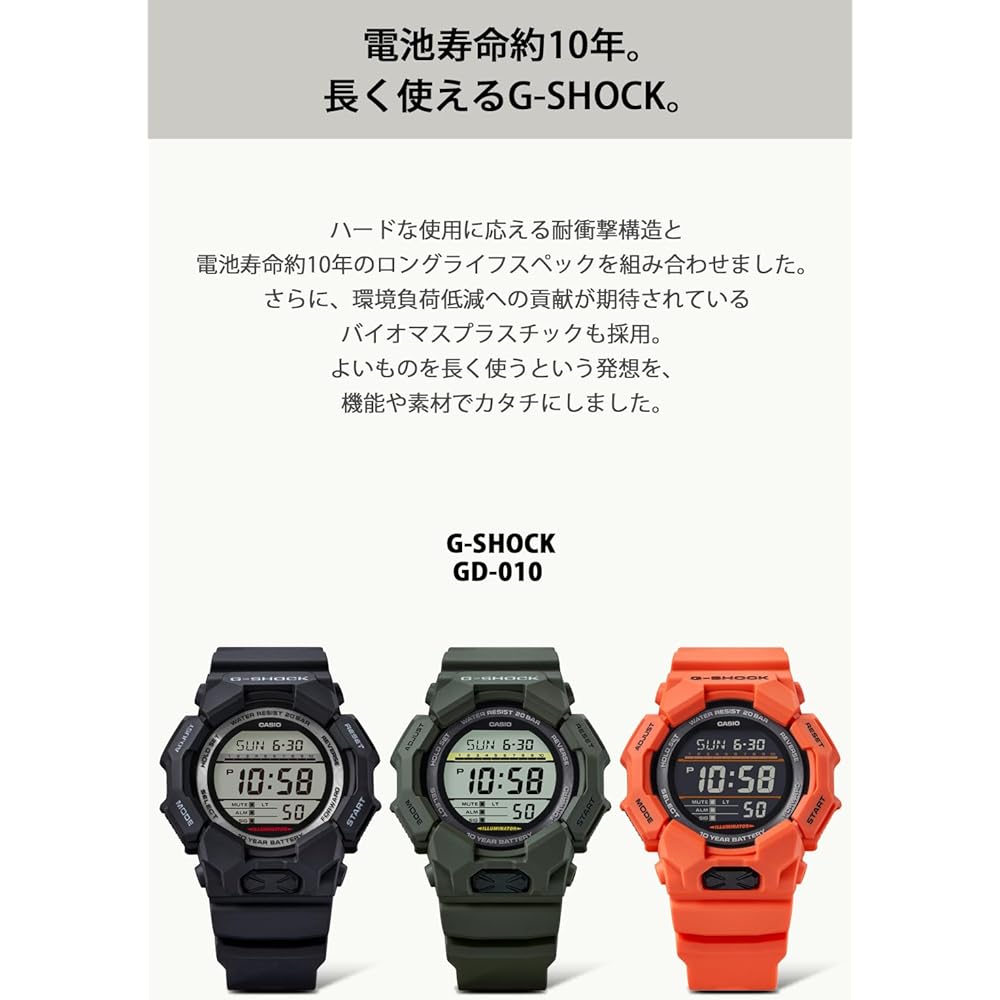 Casio G-Shock GD-010-1JF Men's Watch Long Life Battery Biomass Plastic Black