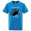 Schrodinger Is Dead Czarny Kot Modny Miękki T-shirt Męski Wysokiej Jakości T-shirty Oversize T-shirty Bawełniane Krótki Rękaw Street Topy