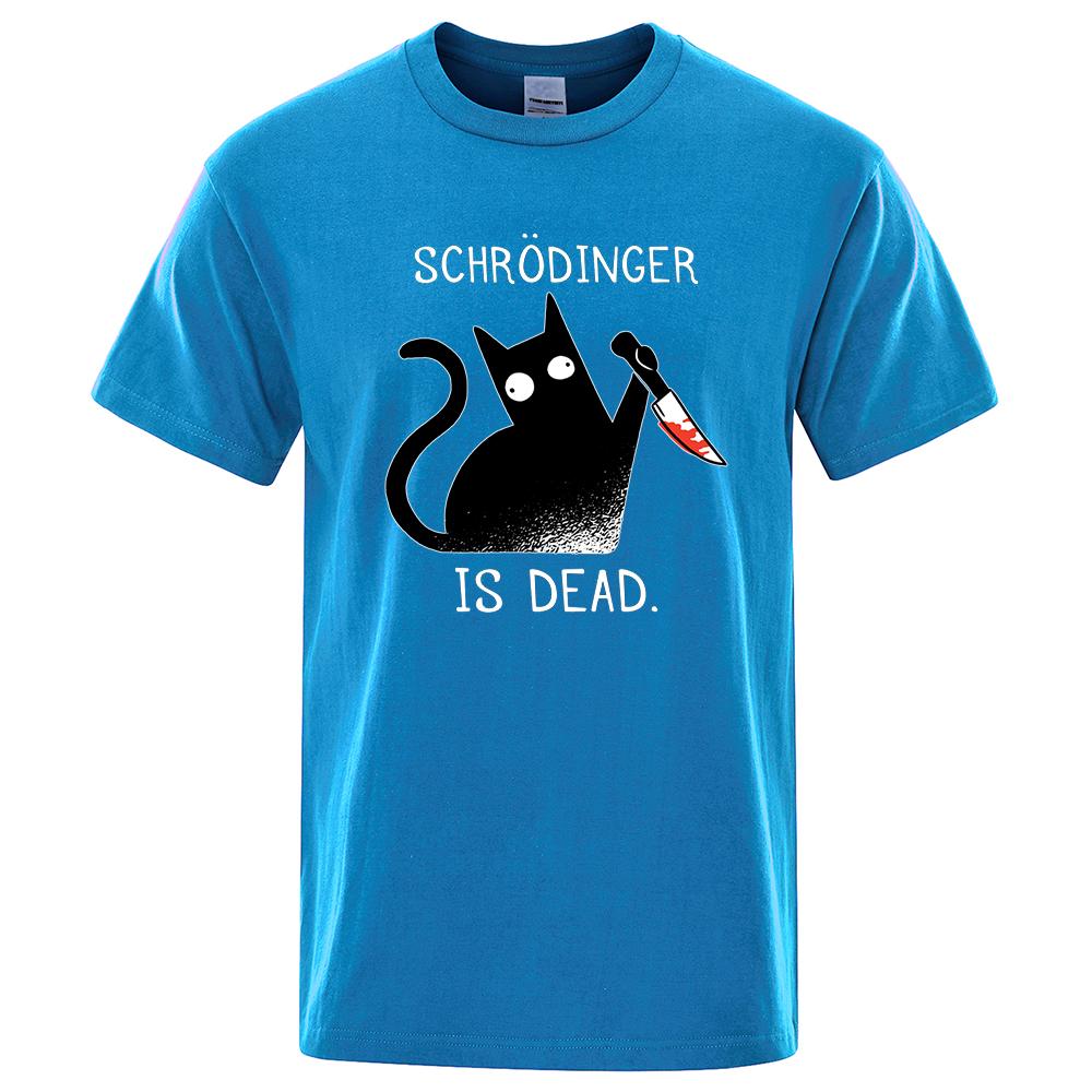 Schrodinger Is Dead Czarny Kot Modny Miękki T-shirt Męski Wysokiej Jakości T-shirty Oversize T-shirty Bawełniane Krótki Rękaw Street Topy