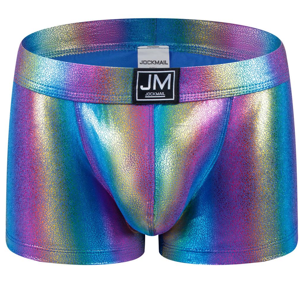 Boxer JOCKMAL Lederähnliches Material mit glänzender reflektierender Oberfläche Mode Sexy Herren Boxershorts Club Party Herrenshorts Unterhosen