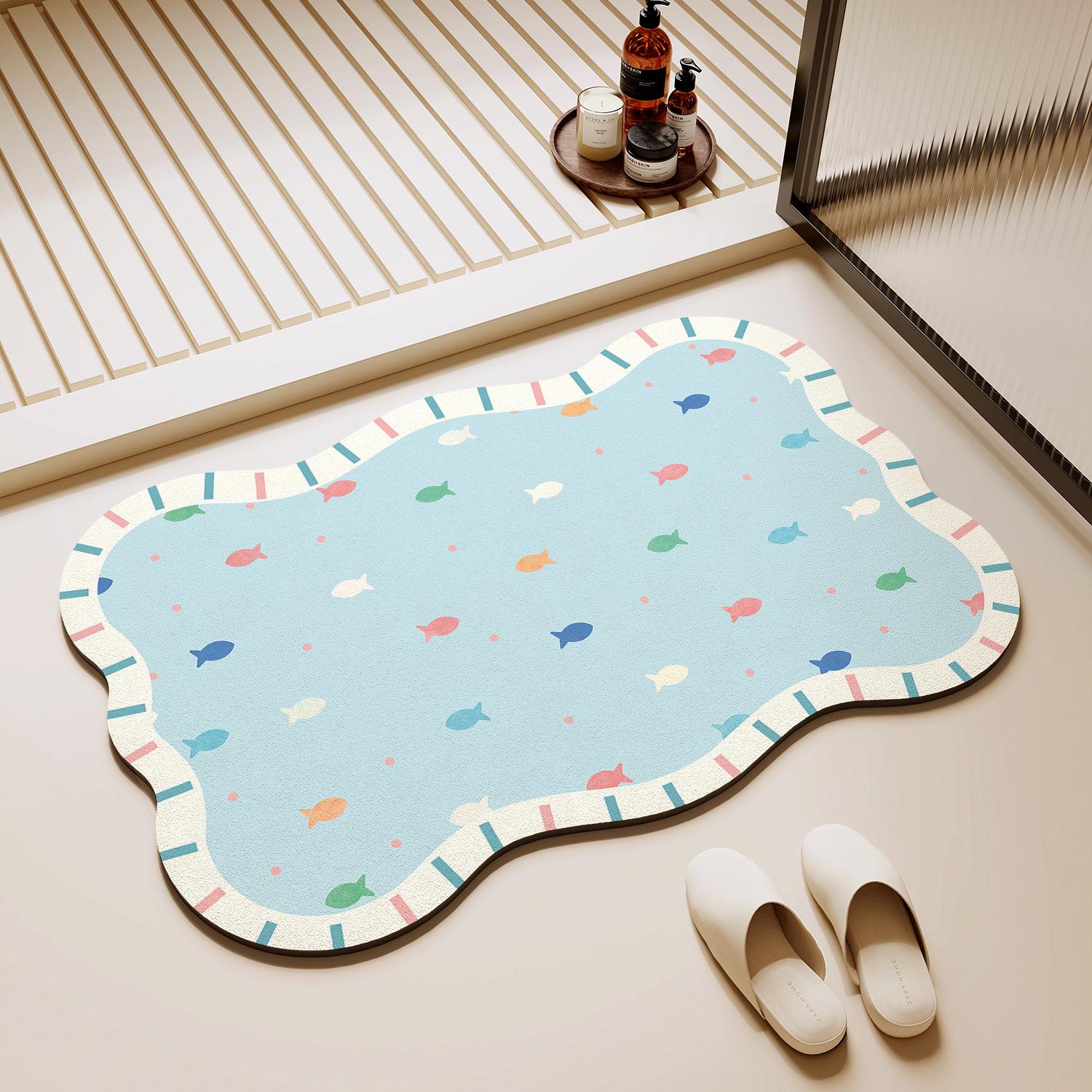 

Colorful Fish Bathroom Mat - Absorbent, Quick-Drying, Easy-to-Clean Toilet Entrance Mat 40x60 cm (Diatom Mud)