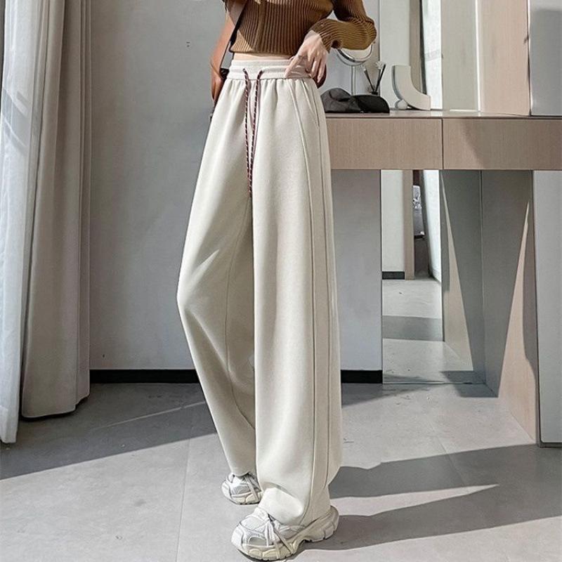 

Женские брюки с высокой посадкой, широкими штанинами и драпировкой - Черные (Весна/Осень 2024) XL (125-138 lbs)