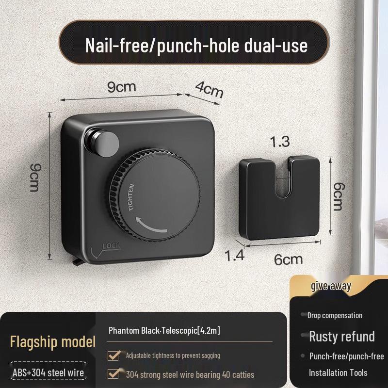 Wall-Mounted Double Rope Clothes Drying Line - Stainless Steel for Bathroom or Balcony