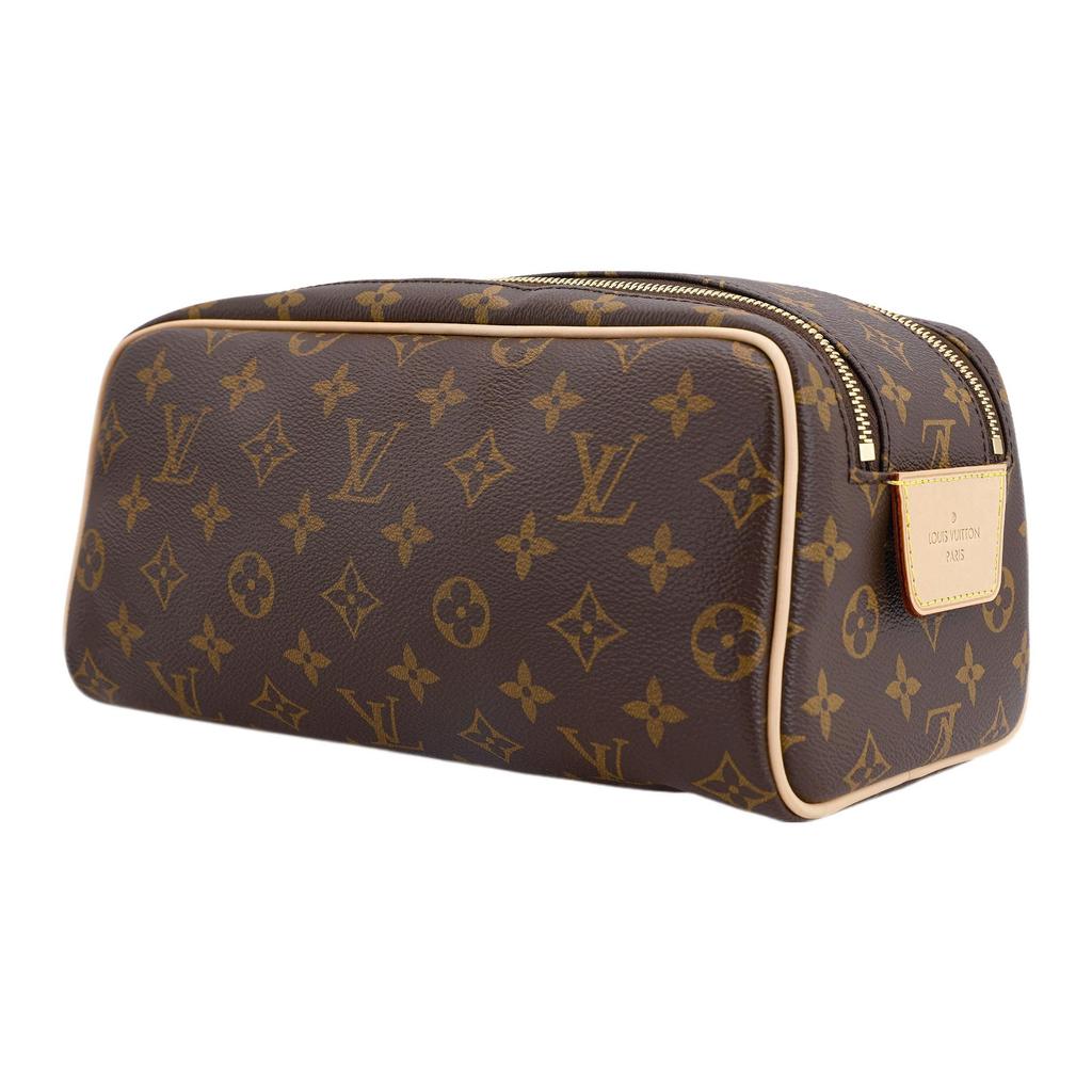 Louis Vuitton Dopp Kit Classic Vintage Print Zipper Closure Coated Canvas With Leather Trim Toiletry Bag Men Toiletry Bag Brown M44494