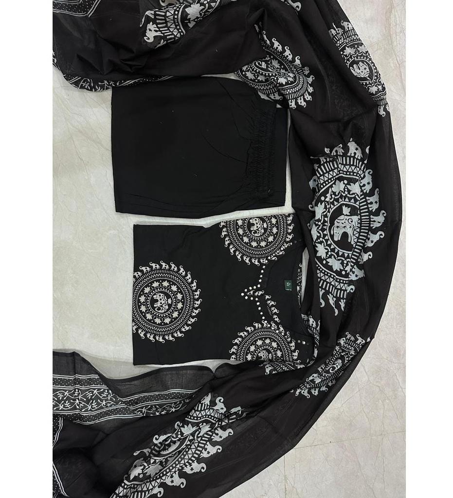 Women Designer Cotton Salwar Suit Indian Bollywood Party Wear Top Tunic Kurta Pant Dupatta Set