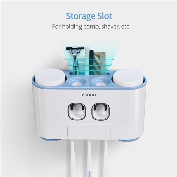 Toothbrush Holder Wall Mounted Automatic Toothpaste Dispenser Magnetic Toothpaste Squeezer Whit 4 Cup