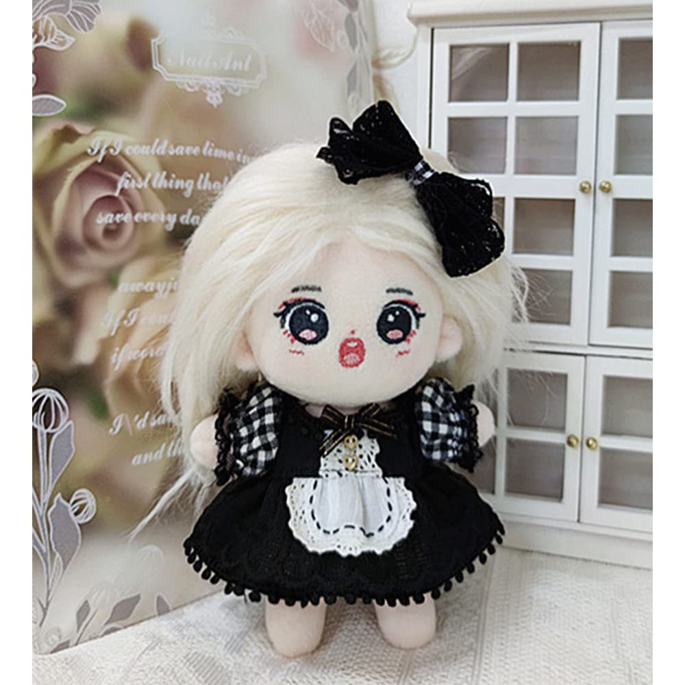 Niannyyhouse 10cm Plush Clothes, Black Mesh Dress, Interchangeable Cotton Doll Clothes
