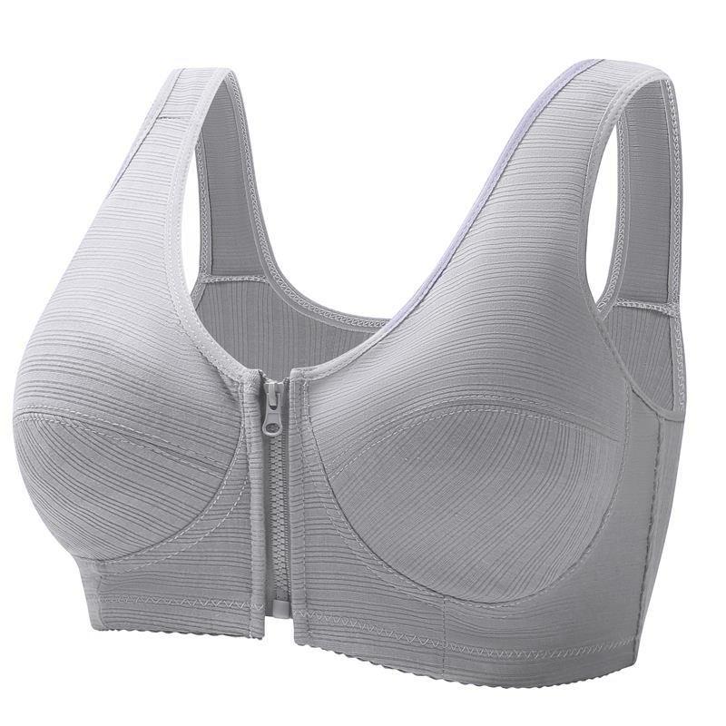 Cotton Cup Front Zipper Underwear Stainless Steel Vest Style Oversized Bra Solid Color Lightweight Breathable Soft Comfortable Casual Tank Top