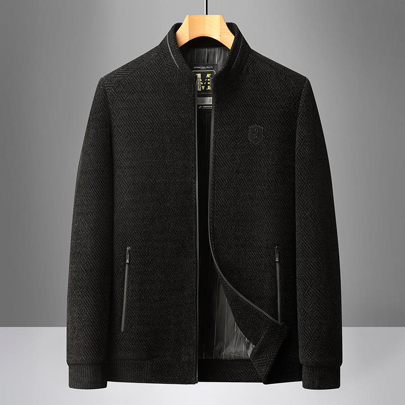2025 Men's Spring/Autumn Corduroy Jacket: Business Casual, Stand Collar, Perfect for Middle-Aged & Elderly