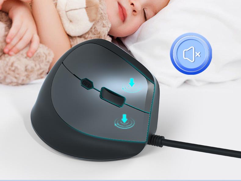 Ergonomic Wired Vertical Mouse with 6 Buttons for Office and Gaming