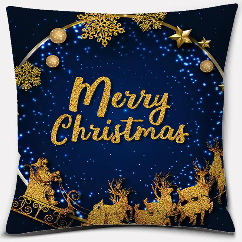 Blauer Weihnachtsstrauß Druckserie Muster Kissenbezug Quadratischer Kissenbezug Home Office Dekoration Kissenbezug