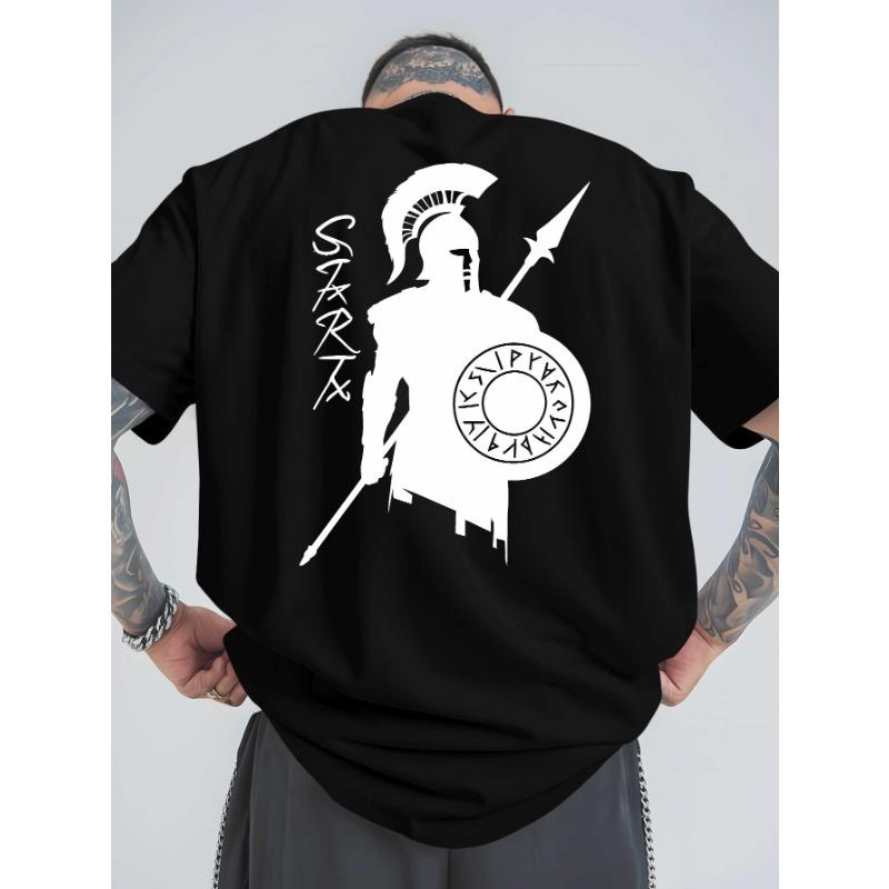 Europäische Größe Sommer Outdoor Sport T-Shirts für Spartaner-Krieger, Mit Trendigen Prints für Herren, Erhältlich in Großen Größen mit Kurzen Ärmeln