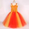Autumn Leaf Sunflower Girl's Fairy Princess Dress with Long Fluffy Skirt