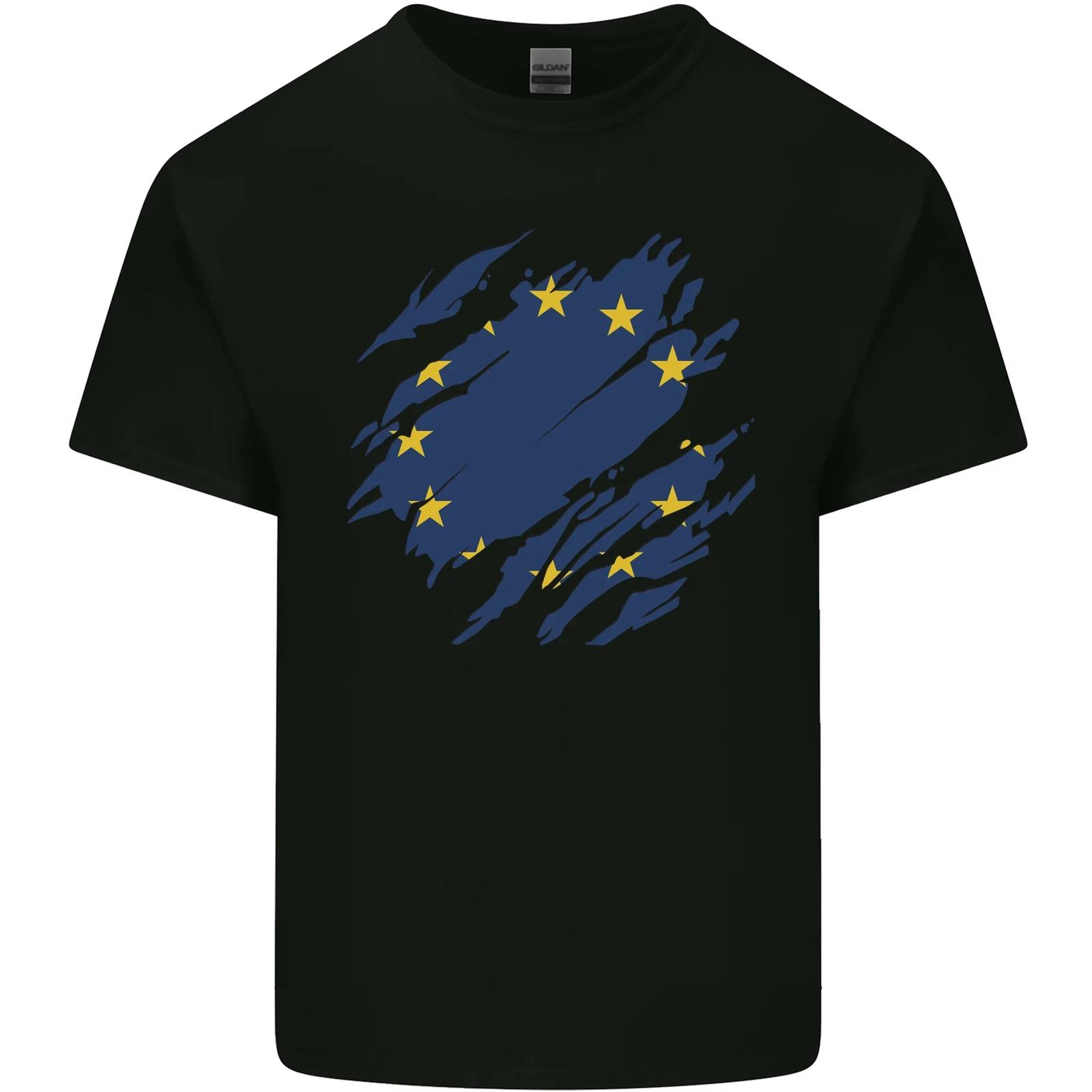 

Torn EU Flag European Union Flag Football Kids T-Shirt Childrens XL