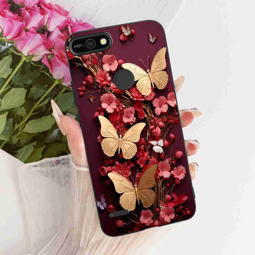 For Tecno Pop 2 F B1c Case Cartoon Lion Butterfly Silicone TPU Black Cover For Tecno Pop 2F POP 2F 5.45" Phone Cases Coque