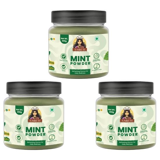 Nairuti Vyutpadan Mint Powder (Pudina Powder) 600g | Refreshing Aroma for Tea, Chutneys, Raita, Snacks, Digestive & Multi-Use Herb