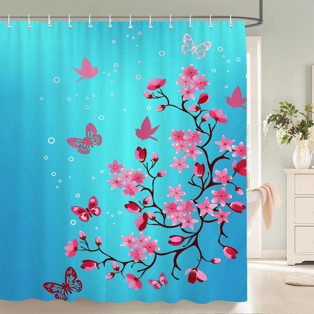 Waterproof Flower Leaves Shower Curtain For Bathroom Bath Curtains 3D Print Polyester Fabric Decor Multi-Size Shower Curtains
