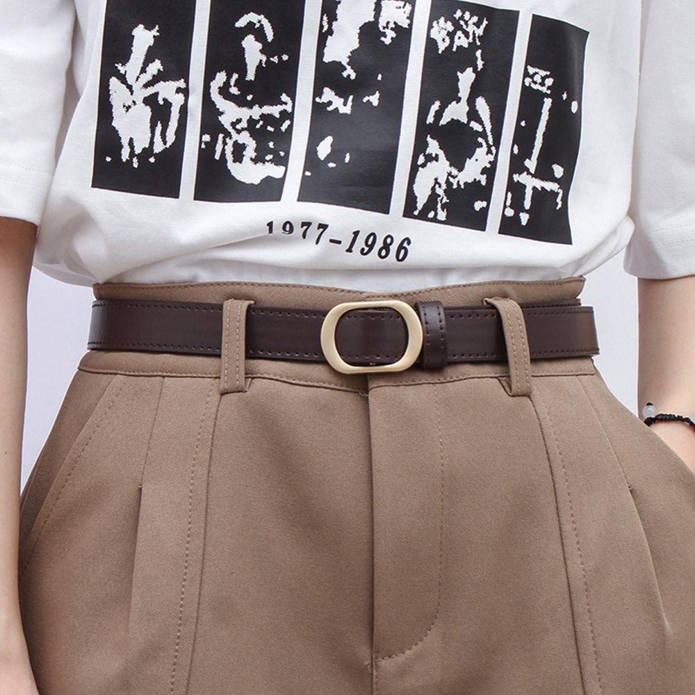 Casual Leather Belt Versatile Trouser Dress Belts Chic Non-Porous Buckle Waistband