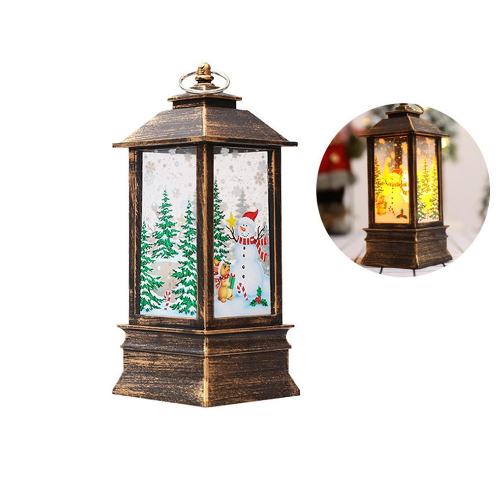 Christmas Lantern Ornament Santa Claus Snowman Elk Night Light Xmas Decorations New Year Gift