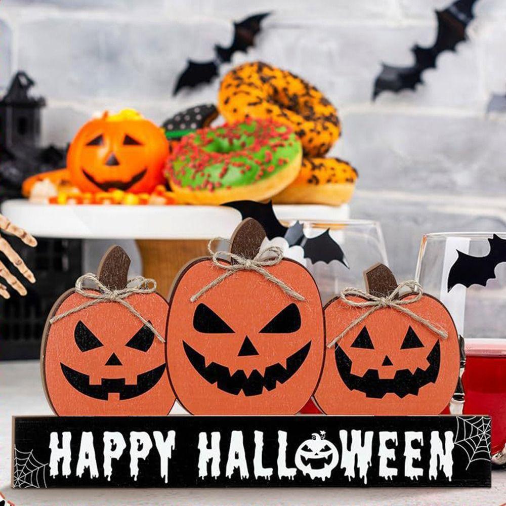 Wooden Halloween Desk Decoration Cute Pumpkin Table Sign Fall Pumpkin Table Decor Prop