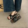Fashion Open Toe Comfort Shoes for Women Roman Sandals Breathable Cross 2025 Summer Peep Retro Gladiator New Square Girls Flat Scandals