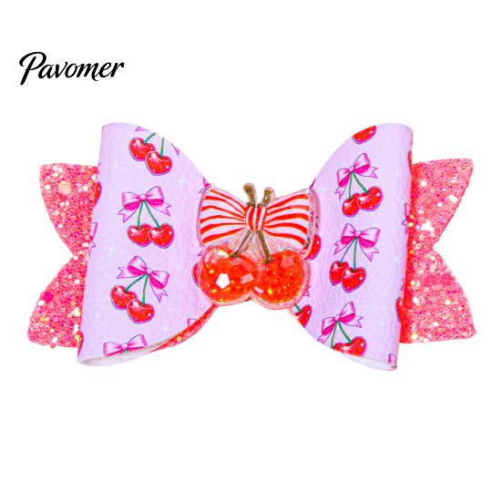 Girls Hair Accessories for Summer Cute Fruit Bow Clip, Artificial Leather Clips, Decorative Pins with Clips Matching Outfits