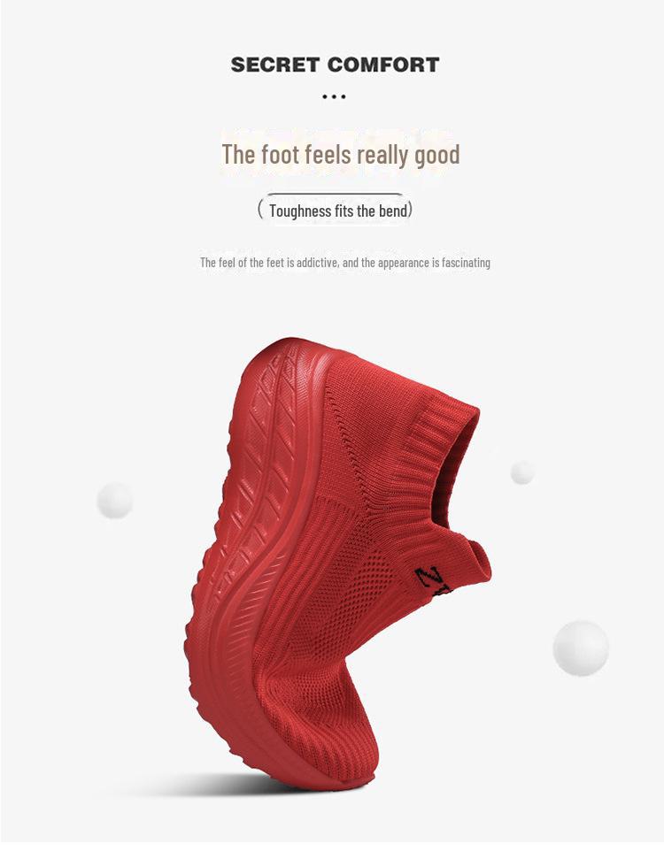 Große Damen Flyknit Atmungsaktive Freizeit Ältere Socken Schuhe