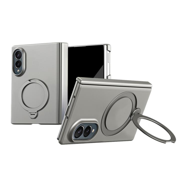 Magnetic Ring Foldable Integrated Film Phone Case For Samsung Galaxy Z Fold4, Hinge Protection 360° Kickstand Wireless Charging Cover