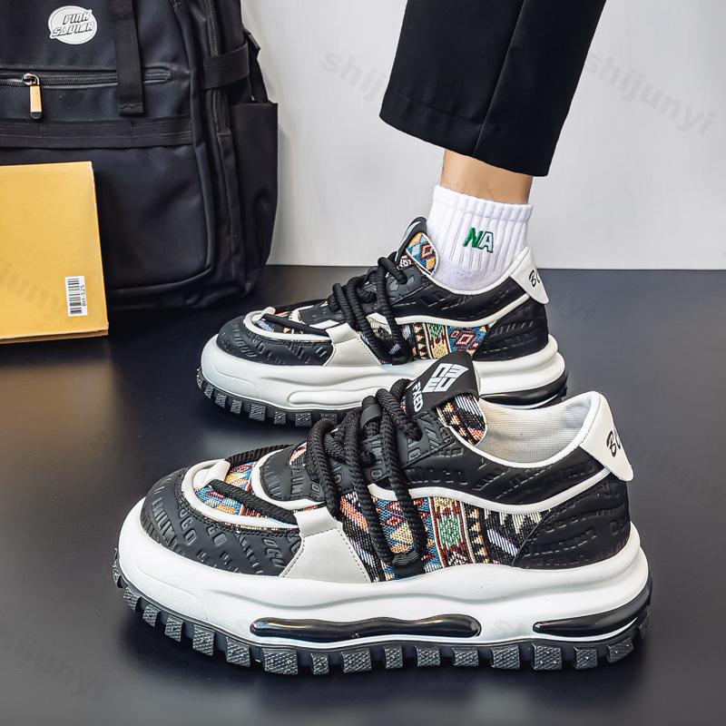 Fashion Four Seasons Men's Shoes 2025 New Breathable Casual Sneakers Versatile Thick Bottom Height Increasing Non Slip Chunky Sneakers