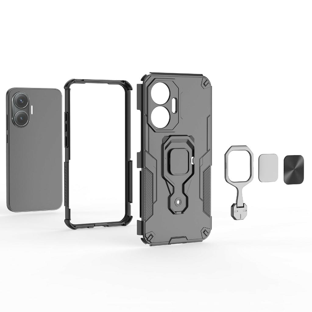 For Xiaomi Poco F7 5G/Redmi Turbo 4 Pro 5G Case Rotatable Ring Kickstand PC+TPU Shockproof Phone Cover