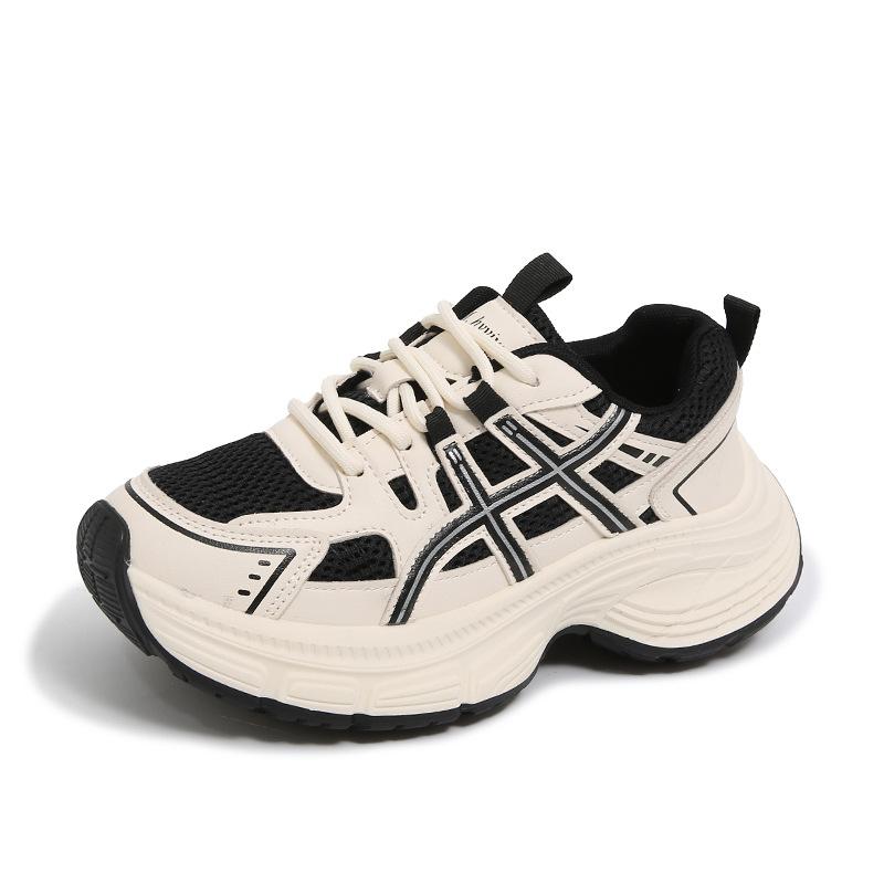 Paris contrasting color splicing platform dad shoes women's 2025 new mesh breathable height increase and thin casual sports shoes