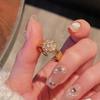 High-End Snowflake Pink Zircon Flower Four-Leaf Clover Open Ring Niche Design Temperament Light Luxury Personalized Ring