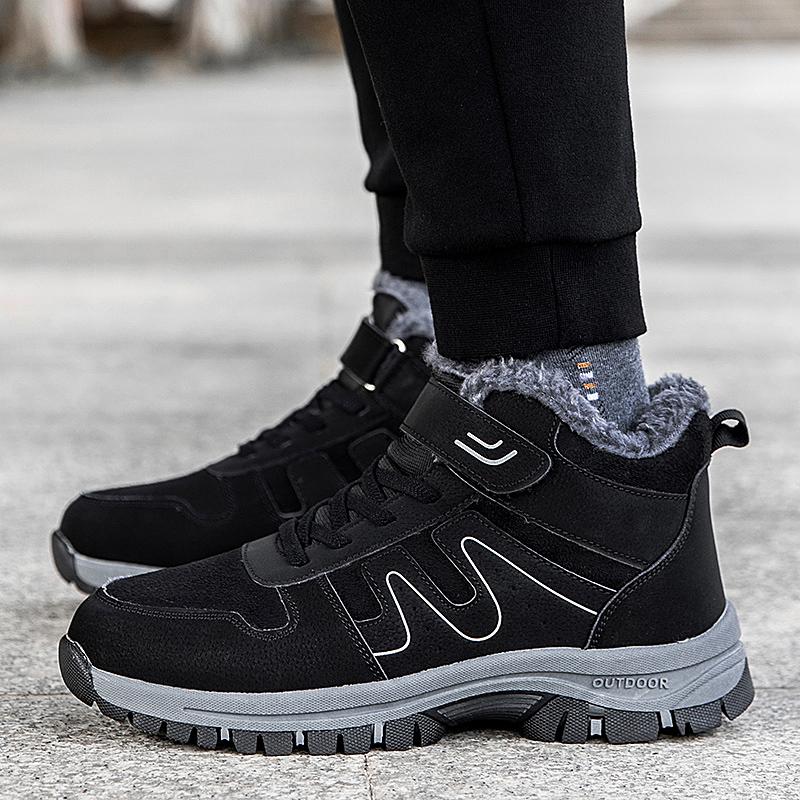 2024 Winter Women Men Boots Plush Leather Waterproof Sneakers Climbing Hunting Shoes Unisex Lace-up Outdoor Warm Hiking Boot Man