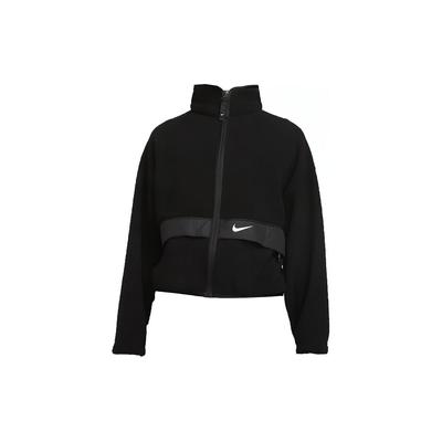 Fleece s potiskem loga Teplá bunda se stojáčkem Jednobarevná Krátká dámská bunda Černá DO7761-010